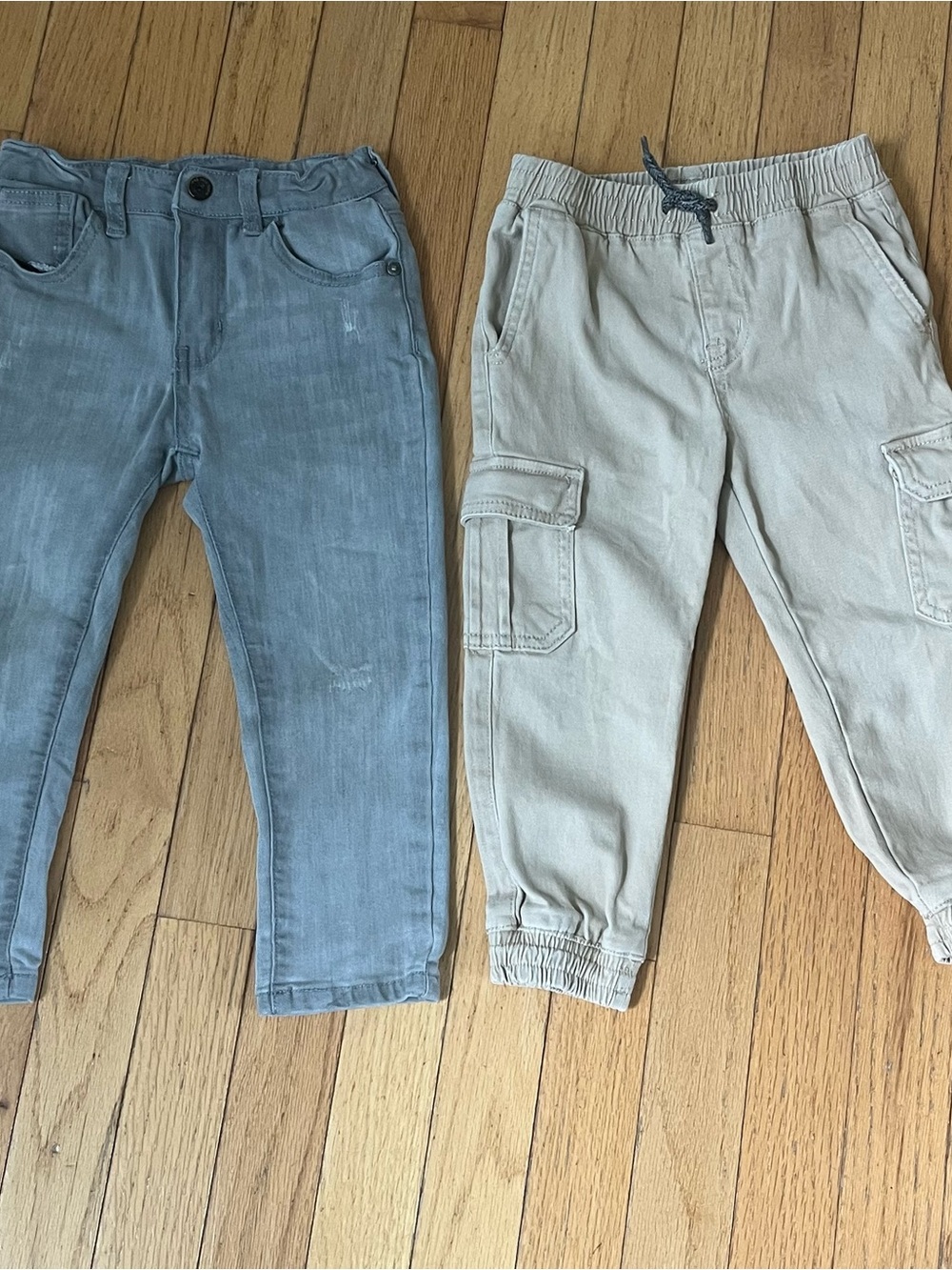 Toddler Boys 3T Volcom 2 Pair Pants - Tan Jogger/cargo & Gray Distressed Jeans